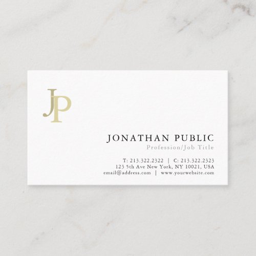 Creative Monogram Modern Elegant White Simple Business Card