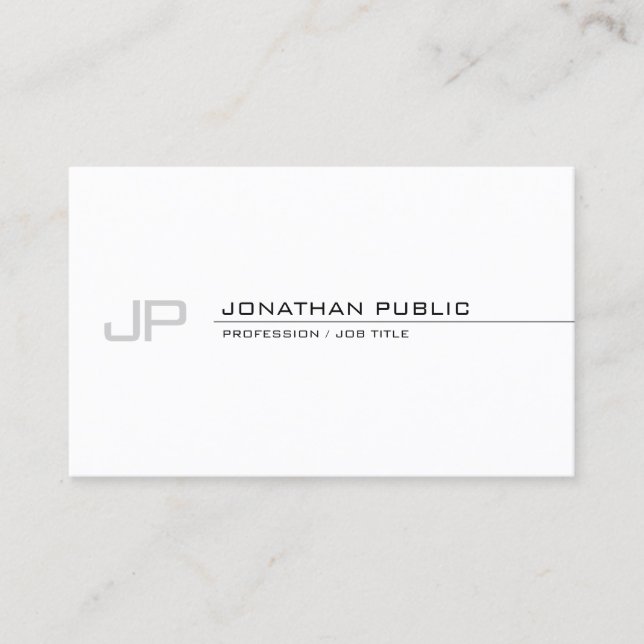 Creative Monogram Modern Professional Simple Plain Business Card (Front)