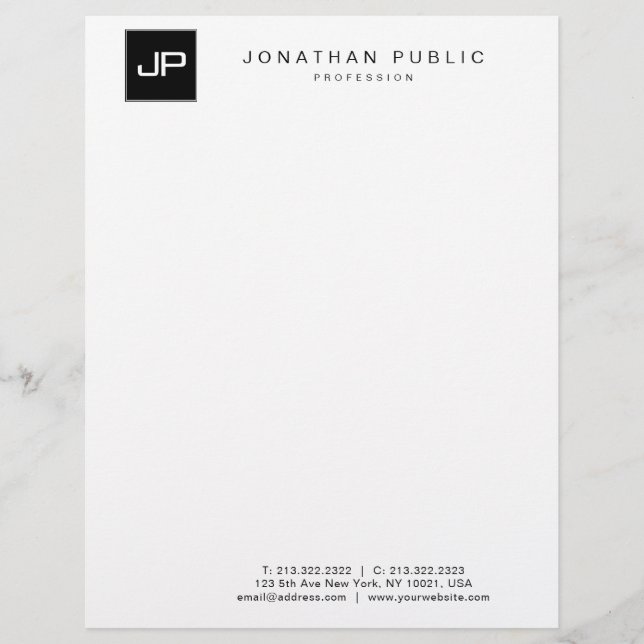 Creative Monogram Simple Template Modern Elegant Letterhead (Front)