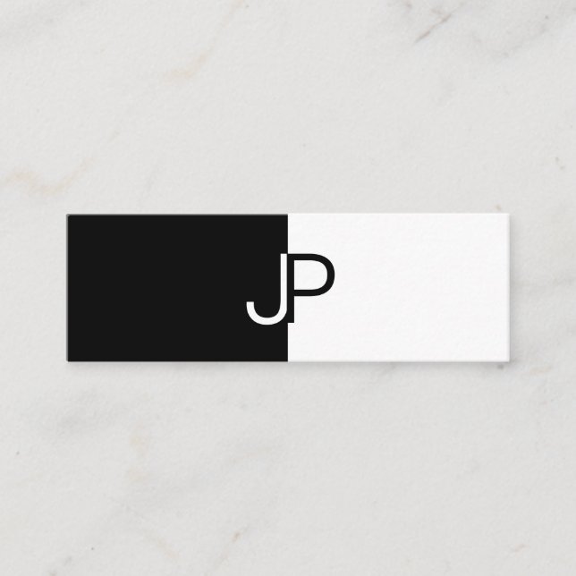 Creative Monogrammed BW Black White Modern Top Mini Business Card (Front)