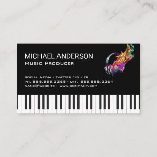 Creative Music Headphones Keyboard Business Card