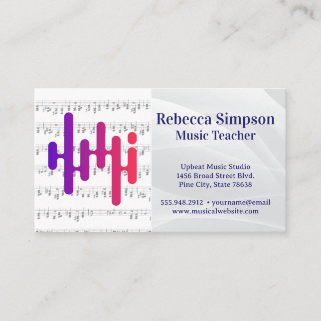 Creative Music Logo | Note Sheet Business Card (Front)
