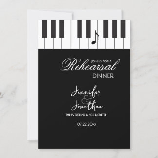 Creative Musicians Piano Keys Rehearsal Dinner Invitation