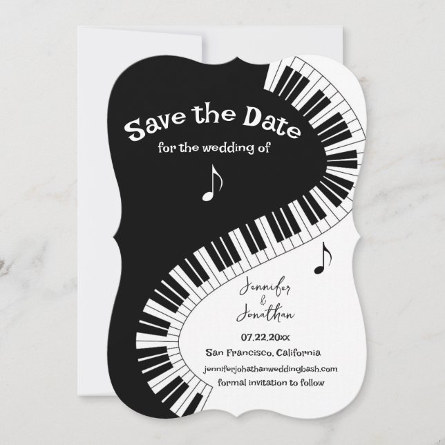 Creative Musicians Piano Keys Save the Date Invitation (Front)