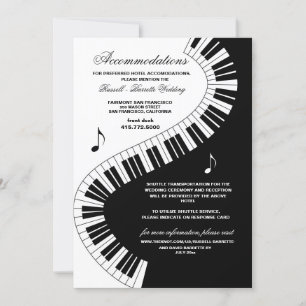 Creative Musicians Piano Keys Wedding Accommodatio Invitation