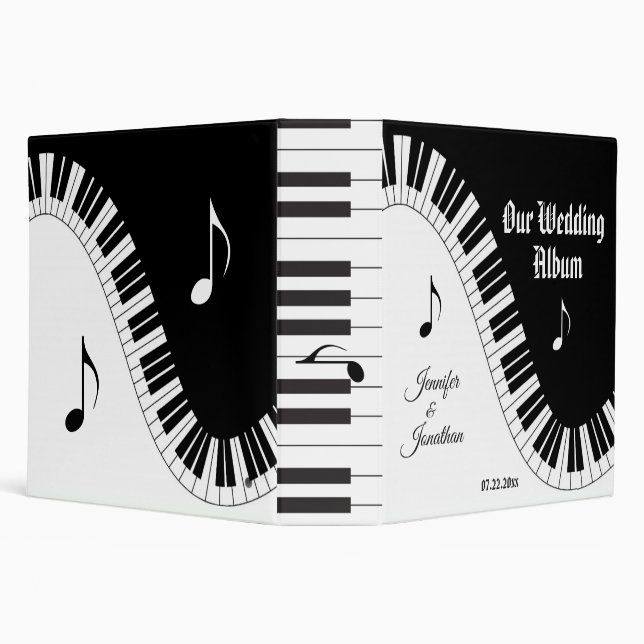 Creative Musicians Piano Keys Wedding Album 3 Ring Binder (Background)
