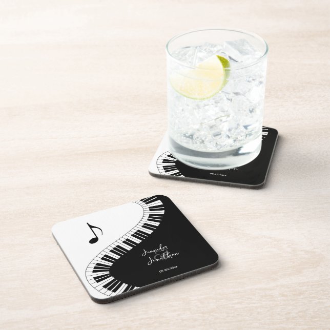 Creative Musicians Piano Keys Wedding Beverage Coaster (Right Side)