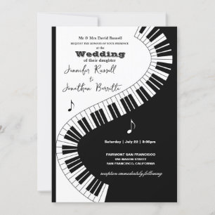 Creative Musicians Piano Keys Wedding Invitation