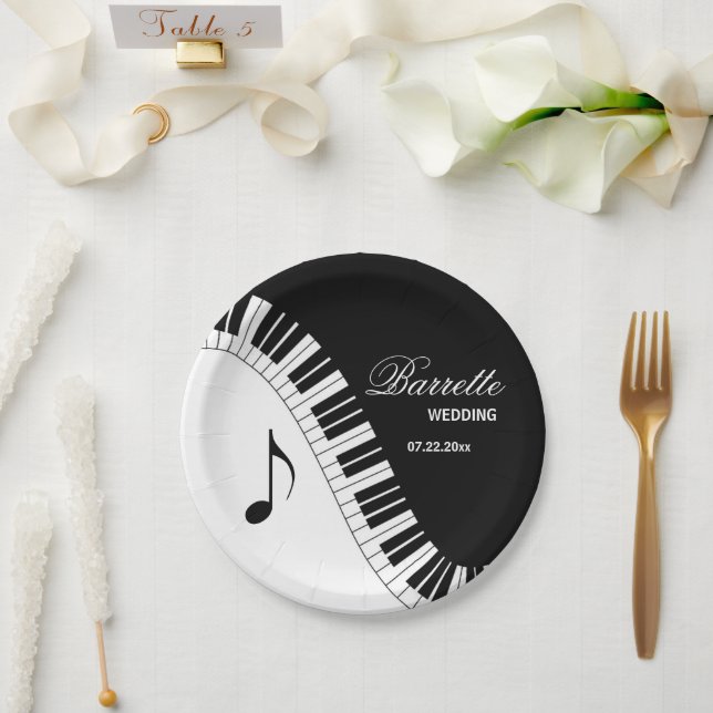 Creative Musicians Piano Keys Wedding Paper Plates (Wedding)