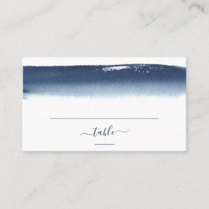 Creative Navy Blue Watercolor Brushstroke Wedding Place Card