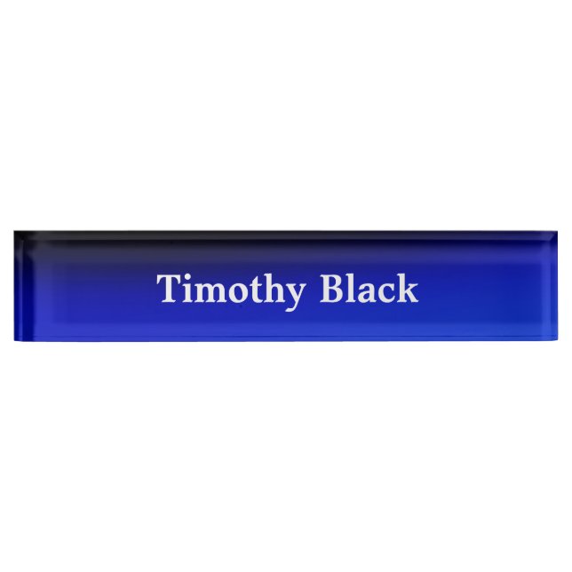 Creative Night Blue Elegant Plain Modern Style Desk Name Plate (Front)