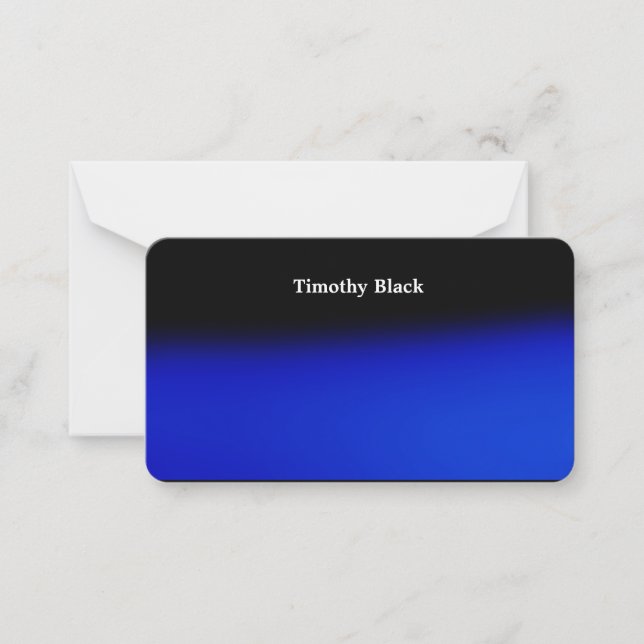 Creative Night Blue Elegant Plain Modern Style Note Card (Front)
