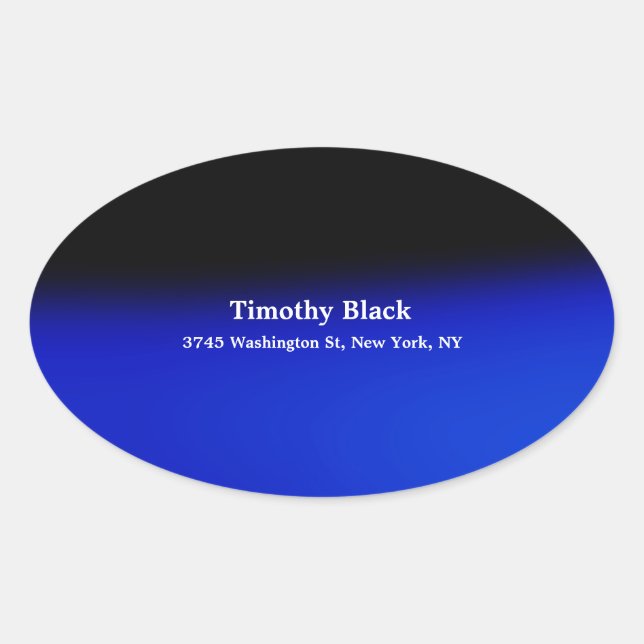 Creative Night Blue Elegant Plain Modern Style Oval Sticker (Front)