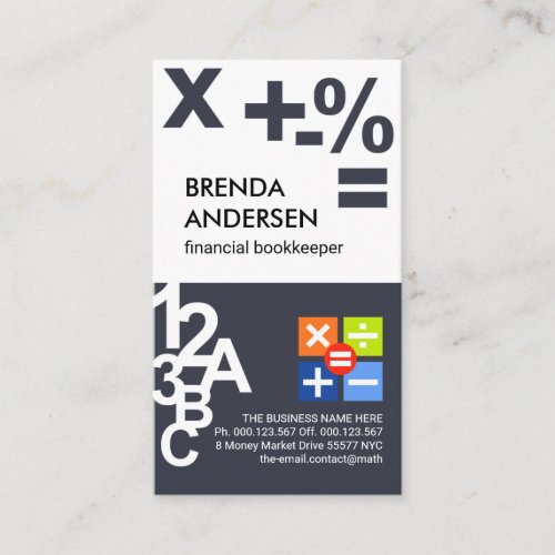 Creative Numbers Symbols Financial Business Card