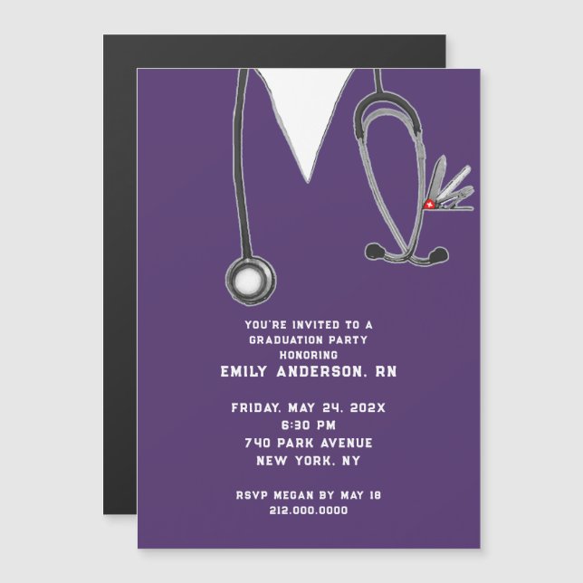 Creative Nurse Grad Party Magnetic Invitation (Front/Back)