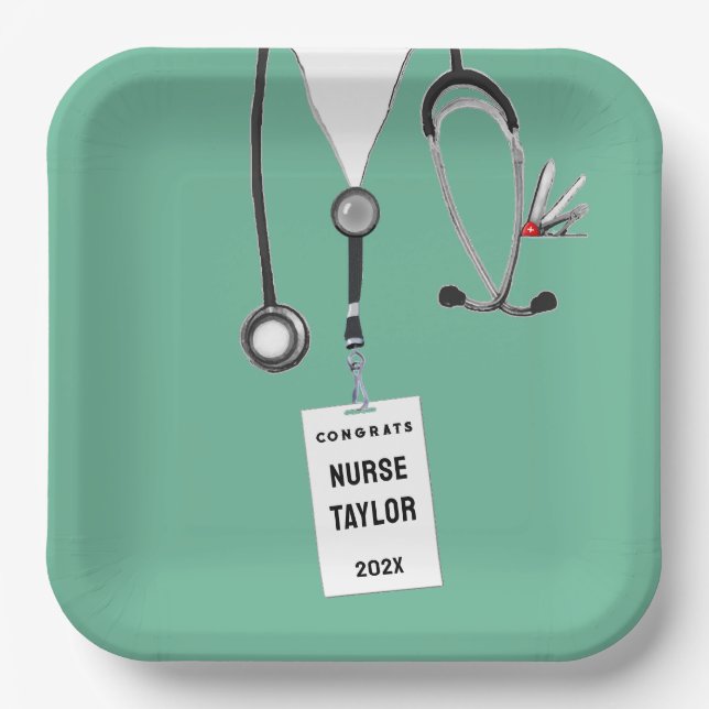 Creative Nurse Grad Party Paper Plates (Front)