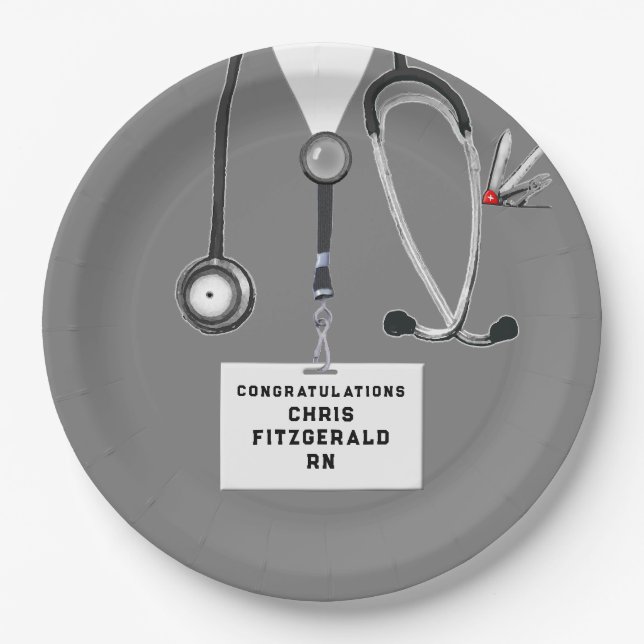 Creative Nurse Graduation Party Paper Plates (Front)