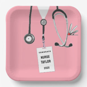 Creative Nurse Graduation Party Pink Paper Plates