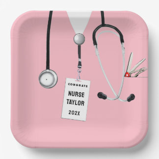 Creative Nurse Graduation Party Pink Paper Plates