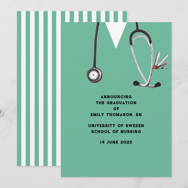Creative Nursing School Graduation Announcement (Front/Back)