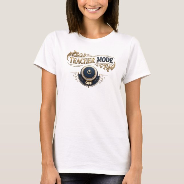 Creative Orange TEACH MODE OFF Visual Design T-Shirt (Front)
