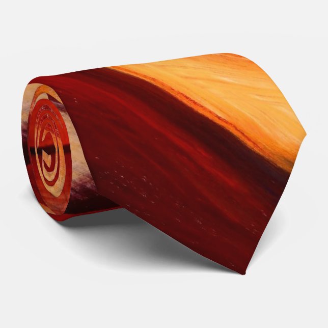 Creative Original Brown Red Yelllow Abstract Tie (Rolled)