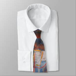 Creative Original Orange Red Blue Abstract Modern Neck Tie