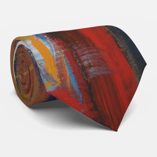 Creative Original Orange Red Blue Abstract Modern Tie