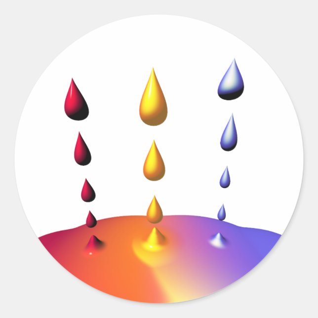 Creative Paint Drops Mix Classic Round Sticker (Front)