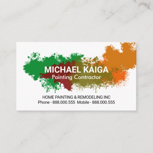 Creative Paint Splatters Home Remodeling Business Card