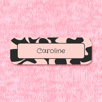 Creative Pastel Blush Pink Black Magnetic Clothing Name Tag by TabbyGun at Zazzle