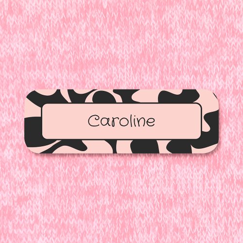 Creative Pastel Blush Pink Black Magnetic Clothing Name Tag