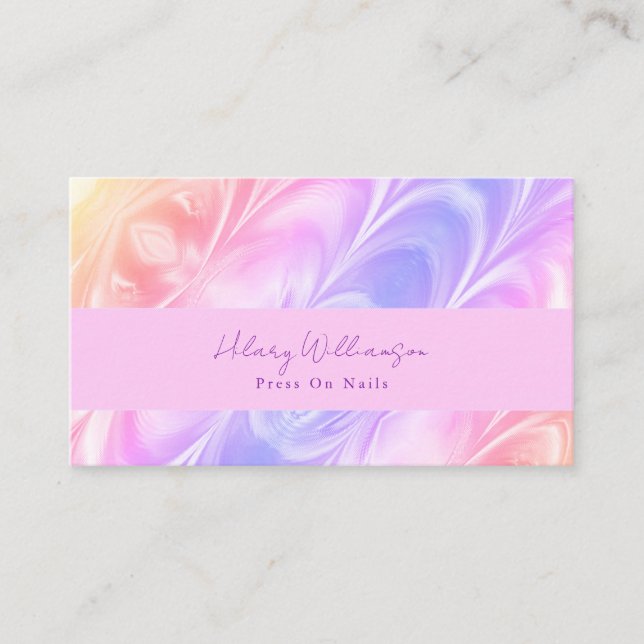 Creative Pastel Pink Lilac Purple Press On Nails Business Card (Front)