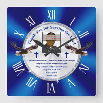 Creative Pastor Appreciation Gifts  Thank You Square Wall Clock by LittleLindaPinda at Zazzle