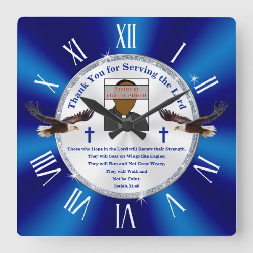 Creative Pastor Appreciation Gifts Thank You Square Wall Clock