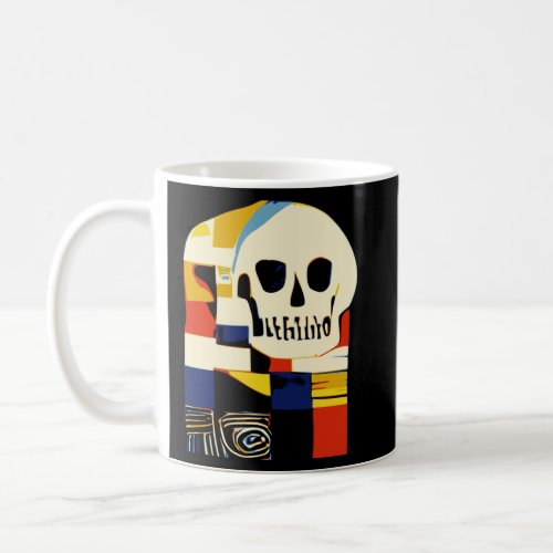 Creative Patchwork Skull Abstract Shapes Artful Gr Coffee Mug
