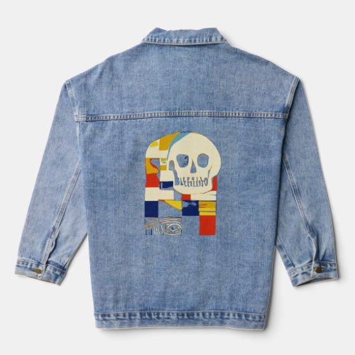 Creative Patchwork Skull Abstract Shapes Artful Gr Denim Jacket