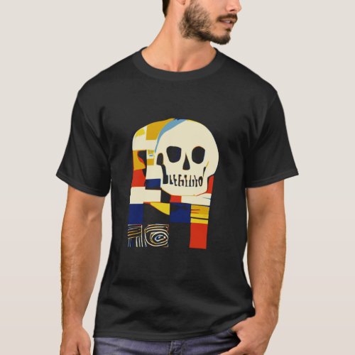 Creative Patchwork Skull Abstract Shapes Artful Gr T_Shirt