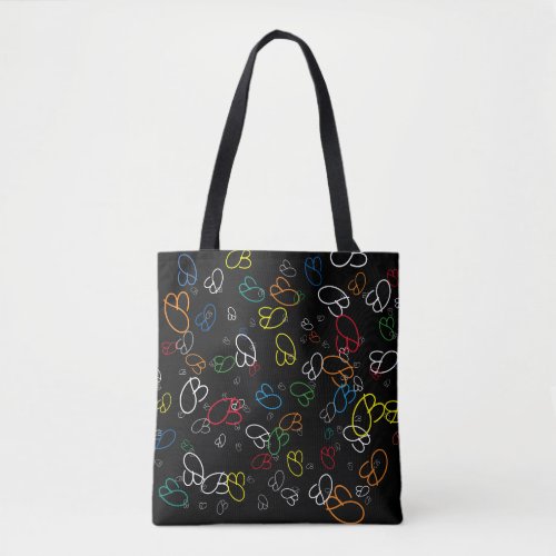 creative pattern of colorful name initials tote bag