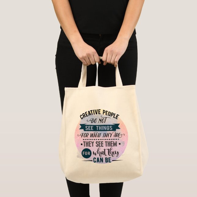 Creative People Quote Grocery Tote Bag (Front (Product))