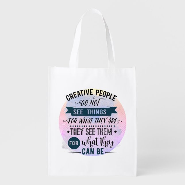 Creative People Quote Word Art  Grocery Bag (Front)