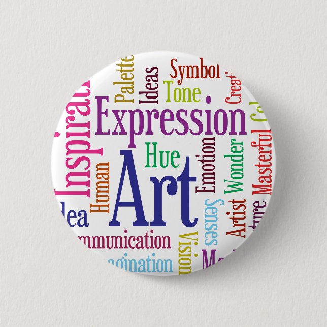 Creative Person's Art and Inspiration Word Cloud Button (Front)