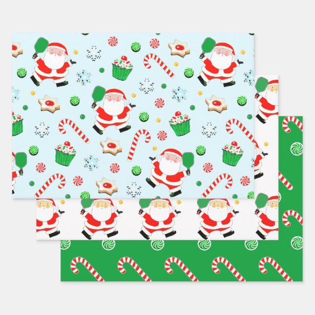 Creative Pickleball Christmas Holiday Gift Wrapping Paper Sheets (Set)