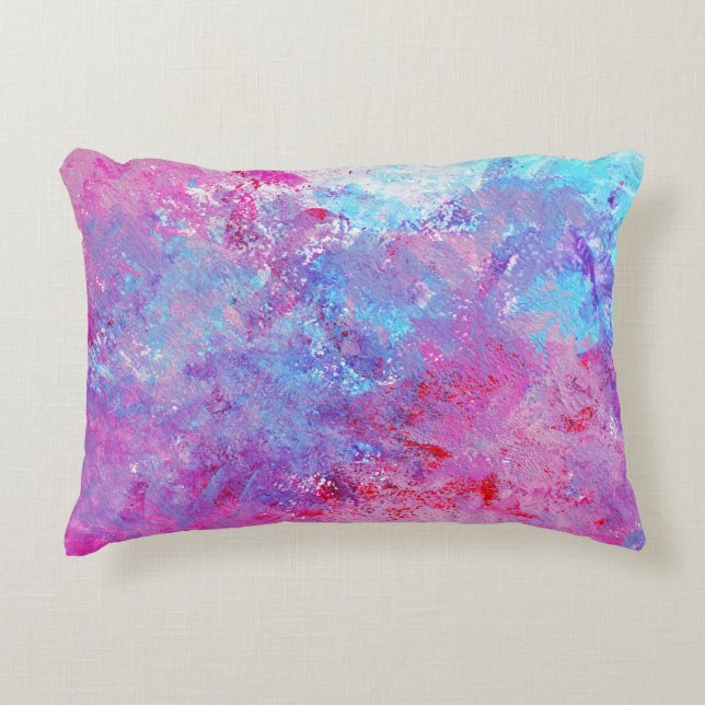 Creative pink-blue texture, paint blots. accent pillow (Front)