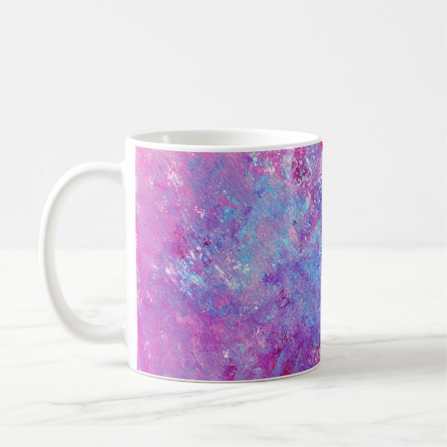 Creative pink-blue texture, paint blots. coffee mug (Left)