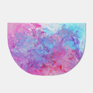 Creative pink-blue texture, paint blots. doormat