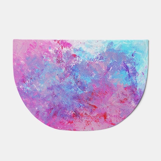 Creative pink-blue texture, paint blots. doormat (Front)