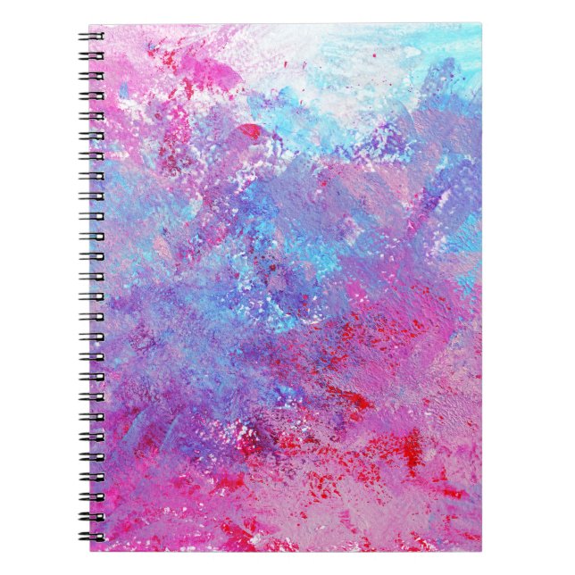 Creative pink-blue texture, paint blots. notebook (Front)