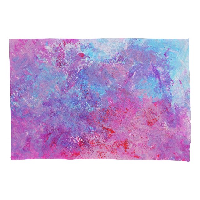 Creative pink-blue texture, paint blots. pillow case (Front)