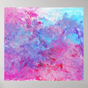 Creative pink-blue texture, paint blots. poster